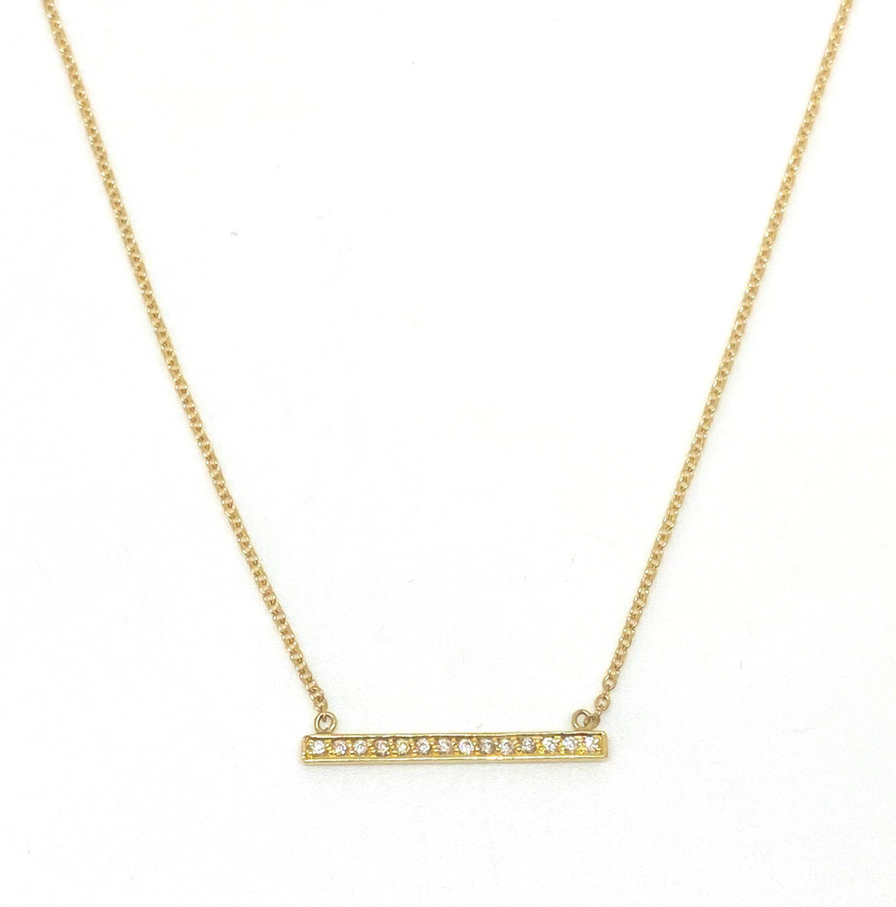 Gold Necklace Bar with Diamonds