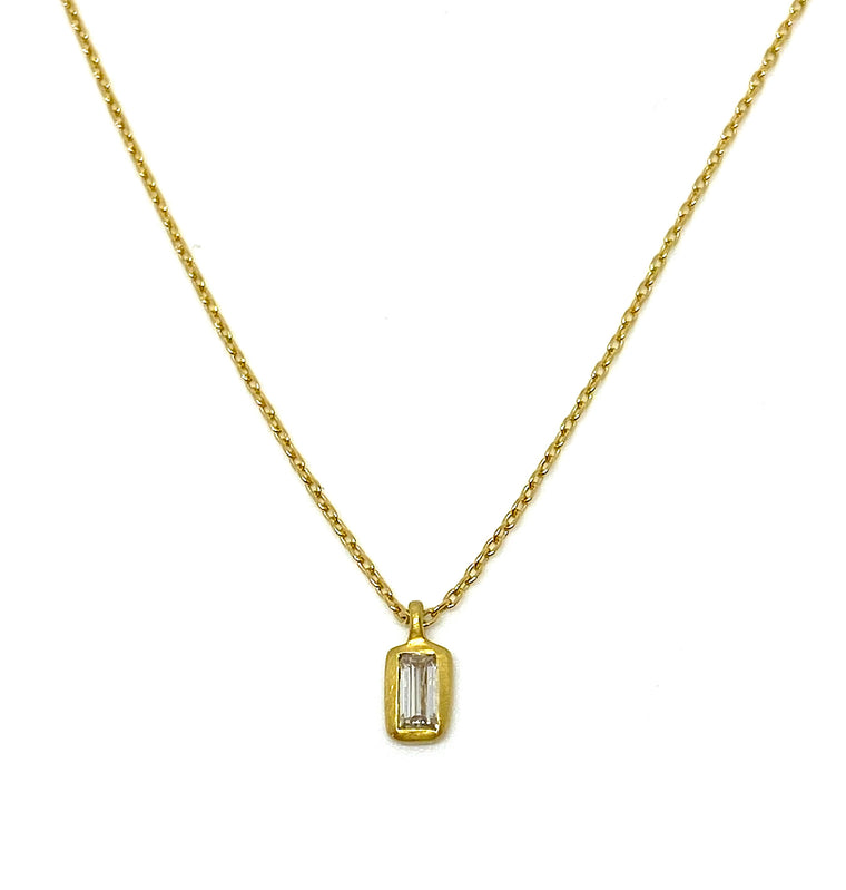 Gold Necklace with Diamond Baguette