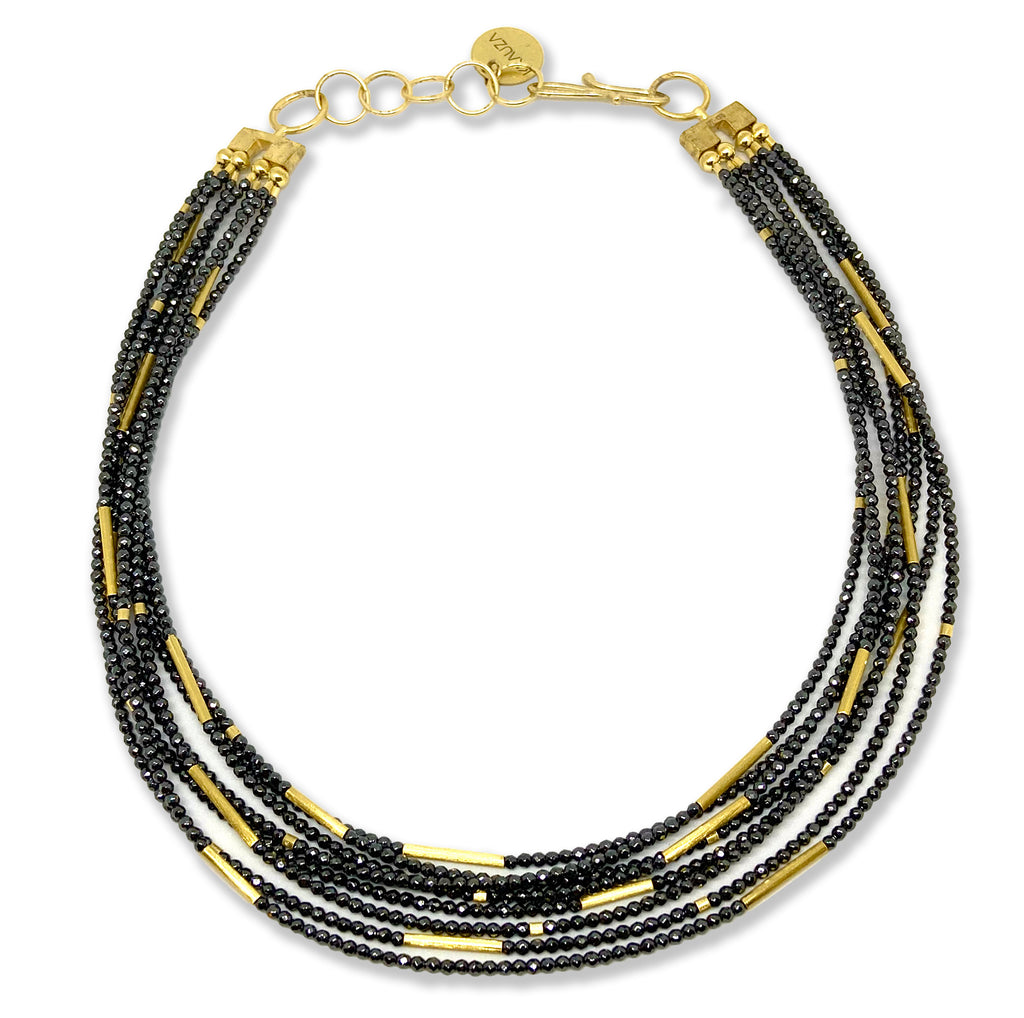 Gold & Hematite Beads Necklace