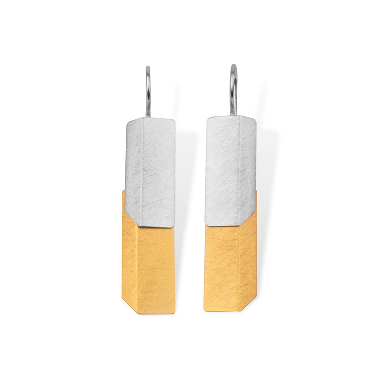 Textured Silver Two-Tone Earrings